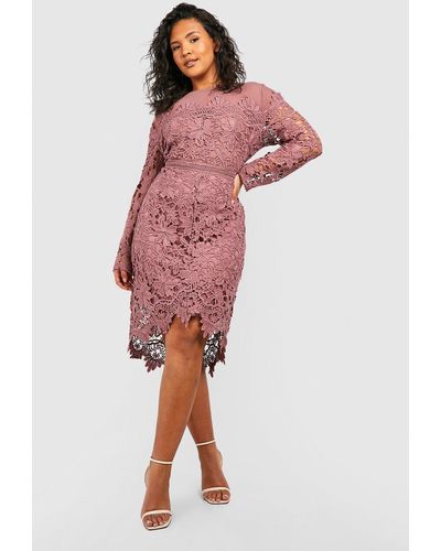 Boohoo Plus Occasion Embroidered Floral Midi Dress - Pink