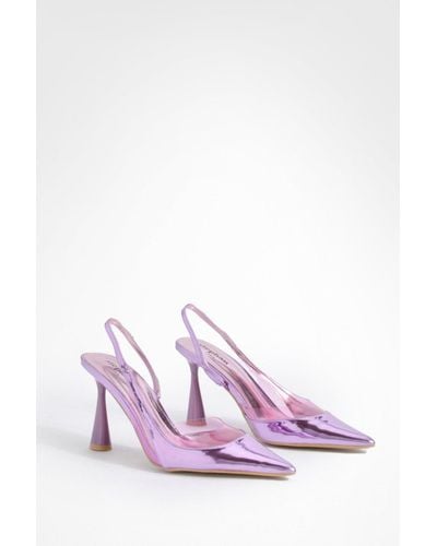 Boohoo Pointed Toe Clear Detail Slingback Courts - Pink