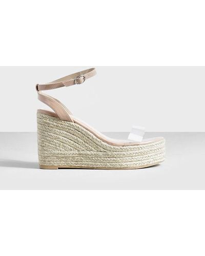 Boohoo Clear Strap Two Part Espadrille Wedges - Natural