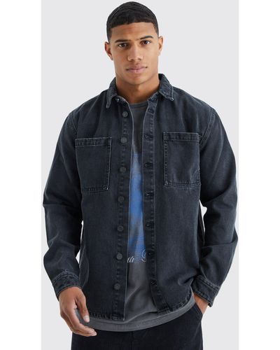 BoohooMAN Langärmliges Denim-Overshirt - Blau