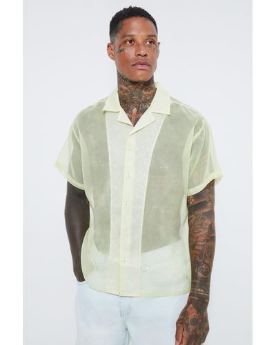 Boohoo Short Sleeve Organza Boxy Shirt - Green