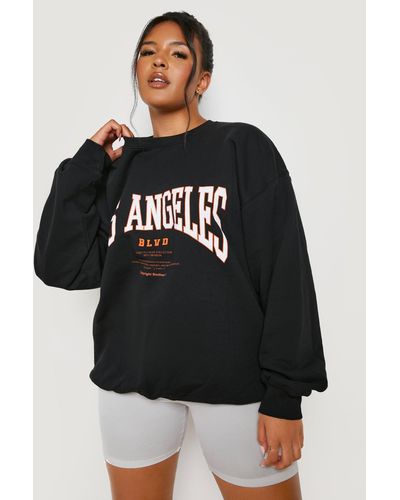 Women's Overdyed Los Angeles Slogan Oversized Sweater