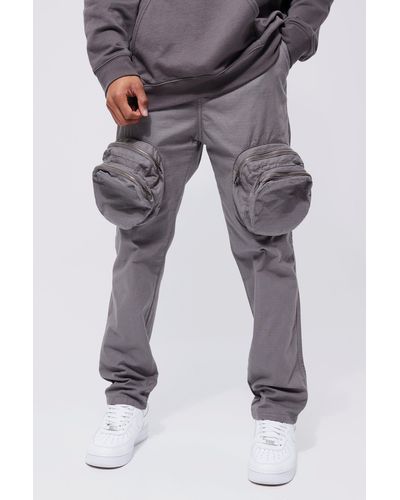 Acid Wash Relaxed Fit Cargo Trousers