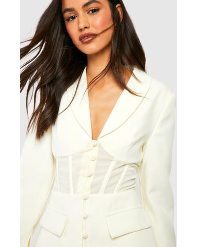 Side Corset Detail Tailored Twill Jacket