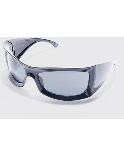 BoohooMAN Angled Plastic Sunglasses - White