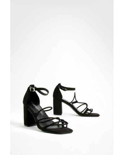 Boohoo Wide Fit Strappy Block Heeled Sandals - Negro
