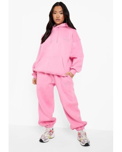 Boohoo Petite Ofcl Embroidered Tracksuit - Pink