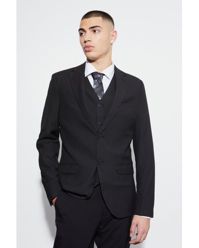 BoohooMAN Skinny Single Breasted Suit Jacket - Black