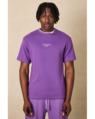 BoohooMAN Edition Heavyweight Ribbed Fauxlayer T-shirt - Purple