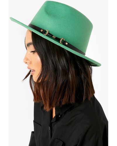 Boohoo Sombrero Borsalino Básico Con Cinta Y Lazo Verdes