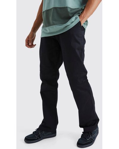 BoohooMAN Fixed Waist Relaxed Fit Trouser - Blue