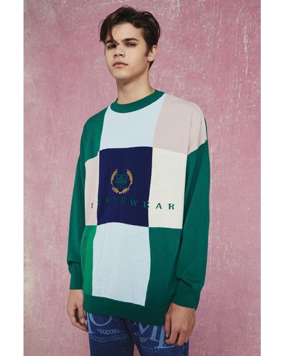 Boohoo Oversized Colourblock Sports Knitted Sweater - Multicolor