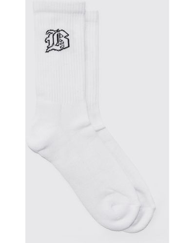 BoohooMAN Gothic B Sports Socks - White