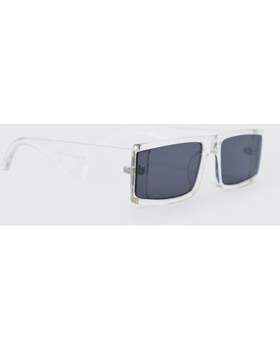 BoohooMAN Plastic Overlay Sunglasses - White