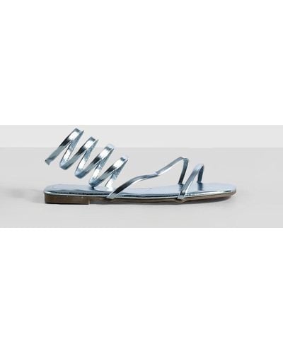 Boohoo Asymmetric Strappy Sandals - White