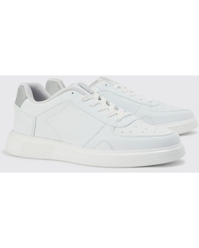 Boohoo Faux Leather Panel Detail Sneaker - White
