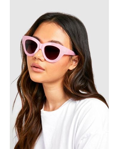 Boohoo Retro Pink Oversized Cat Eye Sunglasses