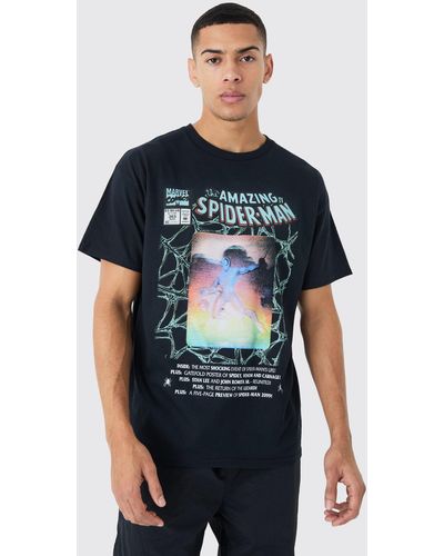 BoohooMAN Plus Oversize T-Shirt mit lizenziertem Spiderman Print - Schwarz
