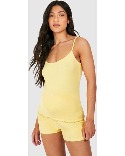 Boohoo Maternity Ribbed Strappy Cami Pajama Short Set - Yellow