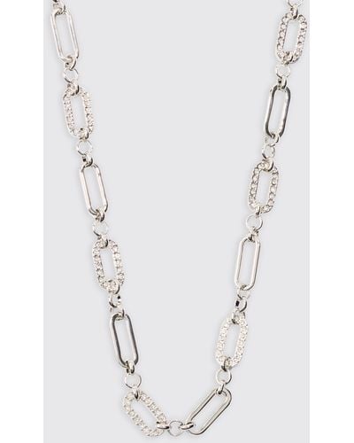 BoohooMAN Chain Link Necklace In Silver - Blau