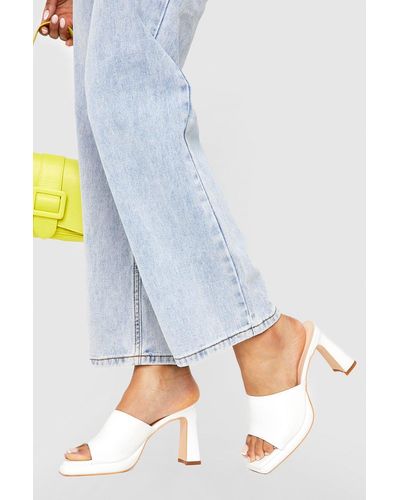 Boohoo Wide Fit Low Platform Heeled Mule - Blue