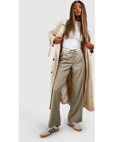 Boohoo Reverse Waistband Relaxed Fit Pants - Natural
