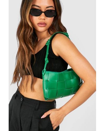 Boohoo Woven Shoulder Bag - Green