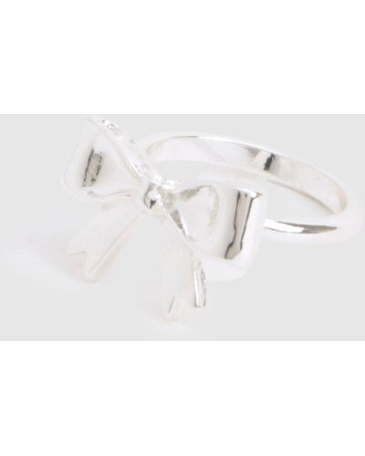Boohoo Silver Bow Detail Ring - Grey