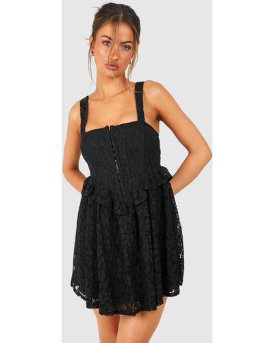 Boohoo Corset Lace Mini Dress - Black