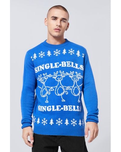 Boohoo Single Bells Christmas Sweater - Blue