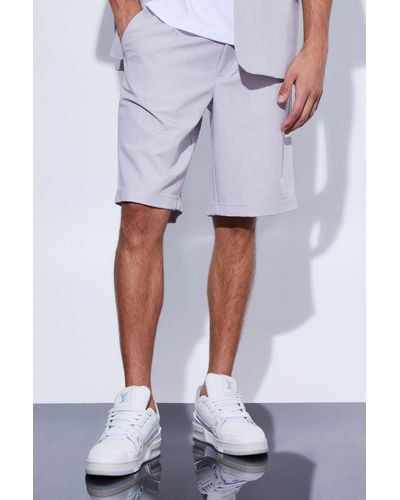 BoohooMAN Fixed Waist Relaxed Suit Shorts - Blue