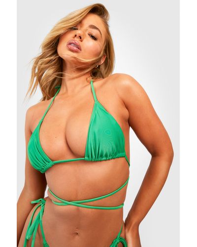 Boohoo Essentials Itsy Bitsy Bikini Top - Green