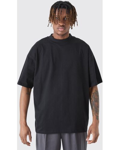 BoohooMAN Tall Oversized Extended Neck T-shirt - Black