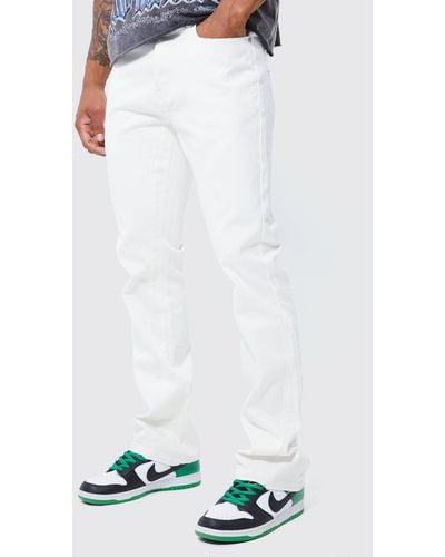 BoohooMAN Slim Flare Gusset Jeans - White