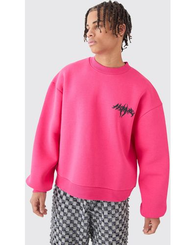 BoohooMAN Oversized Boxy Homme Sweatshirt - Pink