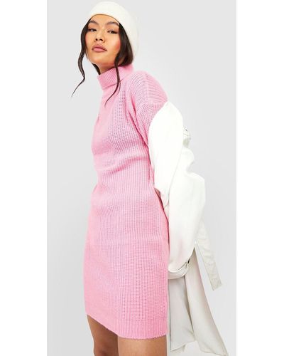 Boohoo Turtleneck Oversized Sweater - Pink
