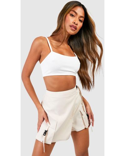 Boohoo Cargo Wrap Over Skort - Natural