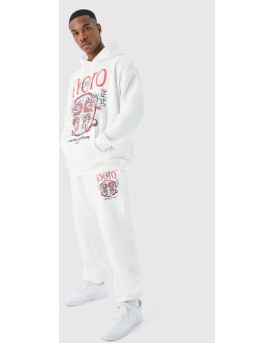 BoohooMAN Limited Edition Trainingsanzug mit Drachen-Print - Weiß