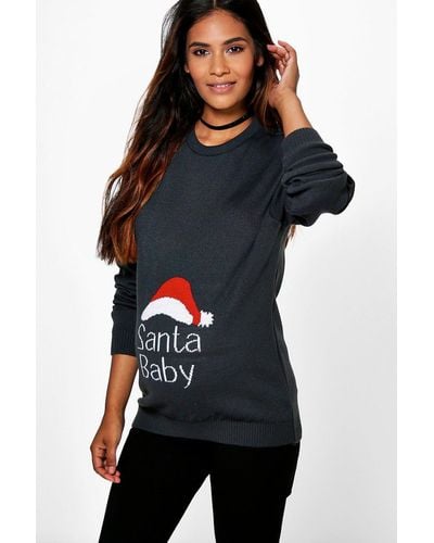 Boohoo Maternity Santa Baby Christmas Sweater - Gray