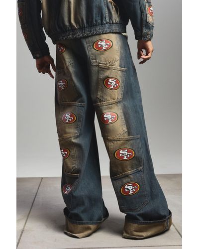 BoohooMAN Nfl 49ers Extreme Baggy Rigid Multi Pocket Jeans - Schwarz