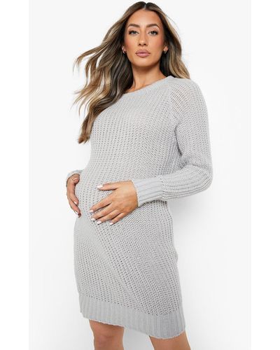 Boohoo Maternity Soft Knit Sweater Dress - Gray