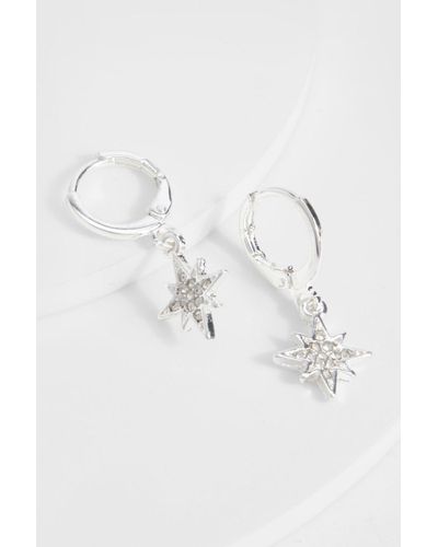 Boohoo Pendientes De Aro Plateados Con Colgante Celestial - Gris