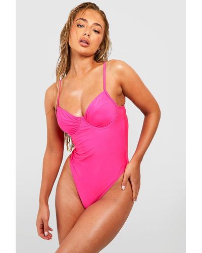 Boohoo Bañador Essentials Con Aros - Rosa