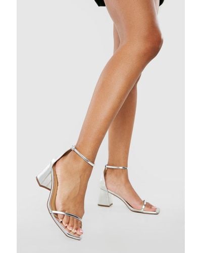 Boohoo Wide Fit Barely There Low Block Heel - Gray