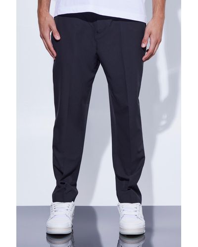 BoohooMAN High Rise 4 Way Stretch Tapered Pants - Blue