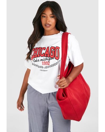 Boohoo Plus Chicago Printed T-Shirt - Rojo
