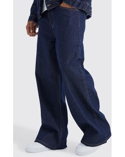 BoohooMAN Extreme Baggy Rigid Jeans - Blue