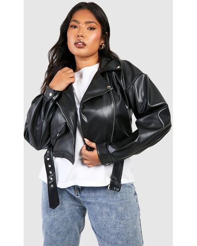 Tall Oversized Vintage Pu Biker Jacket