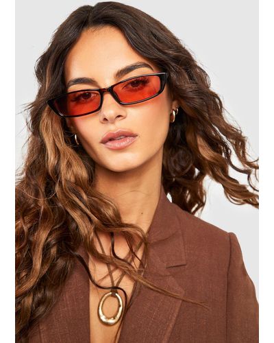 Boohoo Skinny Lense Sports Sunglasses - Brown