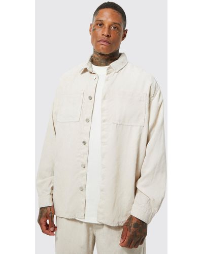 BoohooMAN Cord Worker Shacket - White